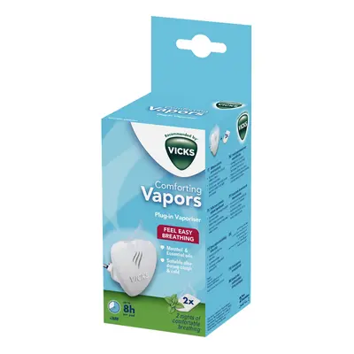 Vicks Comforting Vapors, diffusore di oli a contatto + 2 ricariche, profumo di mentolo