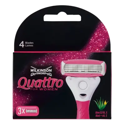 Wilkinson Quattro For Women Lamette di ricambio per rasoio da donna, 3 pezzi