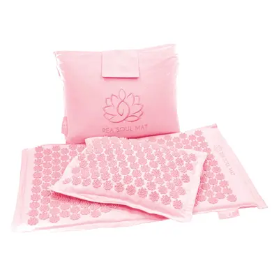 Rea Soul Mat, tappetino per agopressione con cuscino, lino, rosa + borsa in omaggio