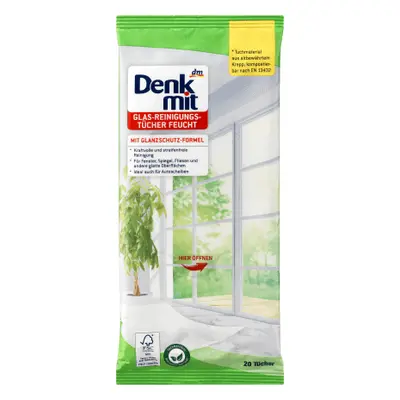 Denkmit Salviette umidificate per vetri, 20 pz