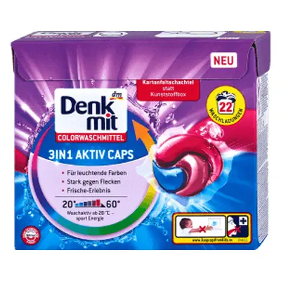 Denkmit Capsule 3 in 1 detersivo per bucato colorato 22 lavaggi, 22 pz