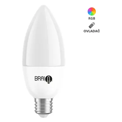 Lampadina intelligente BrainLight LED, filettatura E14, 5,5 W, con telecomando, dimmerabile