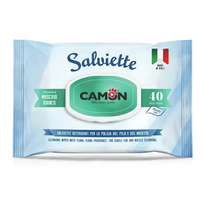 Salviette Camon Muschio Bianco per la cura del pelo di cani e gatti - Set %: 6 x 40 pz