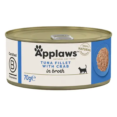 Applaws in Brodo 24 x 70 g Alimento umido per gatti - Filetto di Tonno con Granchio