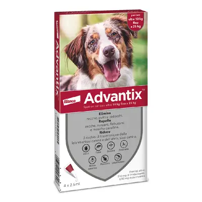 Advantix® Spot-on Antiparassitario per cani oltre 10 kg fino a 25 kg - 6 pipette (2,5 ml)