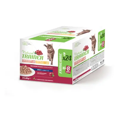 Natural Trainer Adult 48 x 85 g Alimento umido per gatti - Mix: Pollo & Salmone