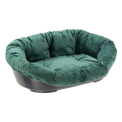 Ferplast Cesta-sofà Siesta Deluxe nera con rivestimento velluto verde - Set Tg. 4: L 64 x P 48 x