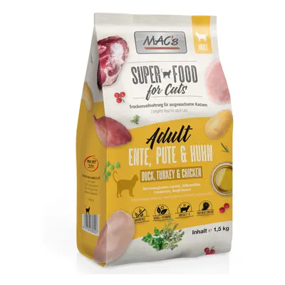 MAC's Superfood for Cats Adult Anatra, Tacchino & Pollo Crocchette gatti - Set %: 2 x 1,5 kg