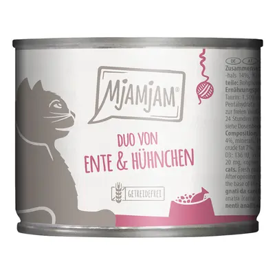 MjAMjAM Duo 6 x 200 g Alimento umido per gatti - Anatra & Pollo con Carotine