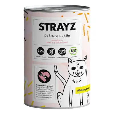 STRAYZ BIO cat 12 x 400 g Umido per gatto - Anatra bio e patata dolce bio