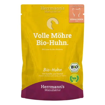 Herrmann’s Bio Selection 40 x 100 g Alimento umido per gatto - Pollo bio con carote bio e kamut 