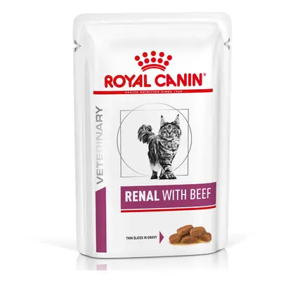 Set risparmio! 24 x 85 g Royal Canin Veterinary Alimento umido per gatti - Renal - Manzo