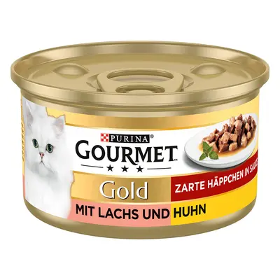 Gourmet Gold Dadini in Salsa 24 x 85 g Alimento umido per gatti - Salmone e Pollo