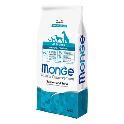 2 x 12 kg Monge Superpremium Crocchette cane - All Breeds Adult Hypo con Salmone e Tonno