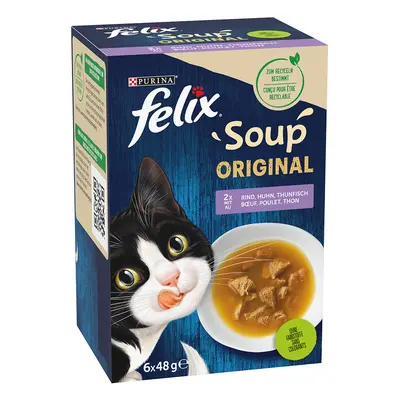 Felix Soup 6 x 48 g umido gatto - Selezioni miste (Manzo, Pollo, Tonno)