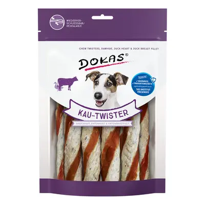 Dokas Twister bastoncini arrotolati Snack per cane - 200 g Pelle di manzo, Cuori d'anatra e Pett