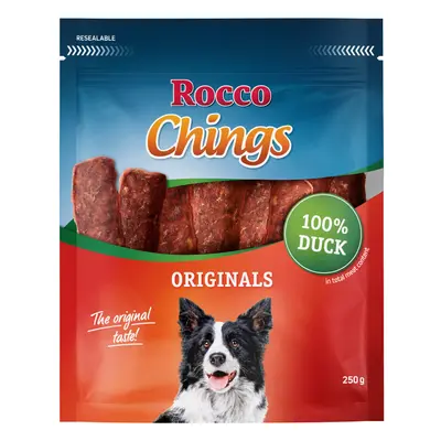 Multipack risparmio! Rocco Chings Originals - Strisce da masticare - 4 x 250 g Petto d'anatra