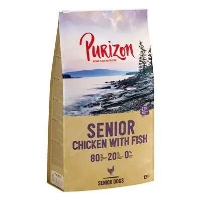 Multipack risparmio! 2 x 12 kg Purizon Crocchette senza cereali per cani - Senior Pollo con pesc