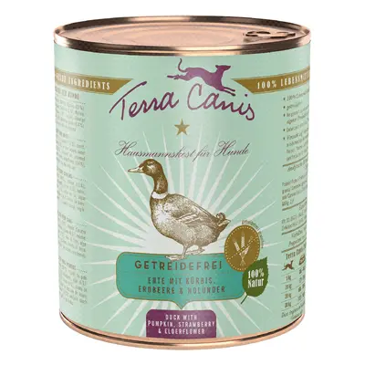 Terra Canis Senza cereali 12 x 800 g Alimento umido per cane - Anatra con zucca, fragole e sambu