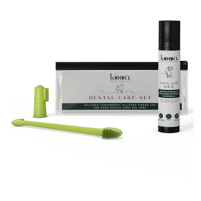 Kooa Set per l'igiene dentale del cane - Set: 50 ml dentifricio + spazzolino + ditale in silicon