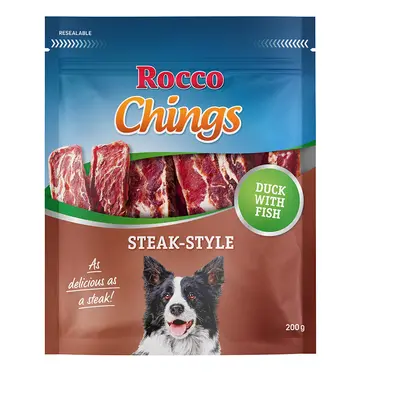 Rocco Chings Steak Style Snack per cani - 4 x 200 g Anatra