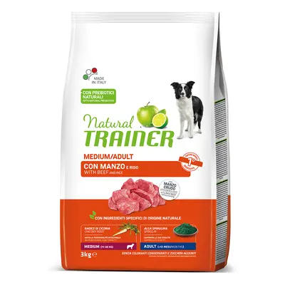 Natural Trainer Medium con Manzo, Riso e Ginseng Crocchette per cane - 3 kg