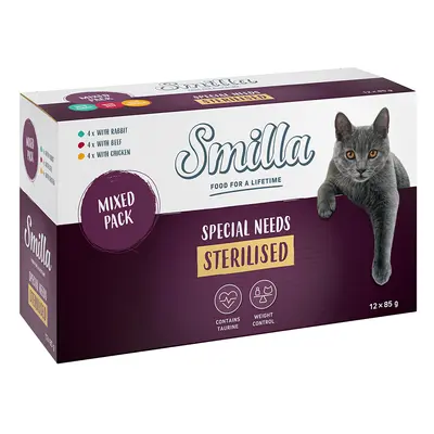 Pacco misto Smilla Sterilised in Busta Alimento umido per gatti - 4 x Manzo + 4 x Pollo + 4 x Co