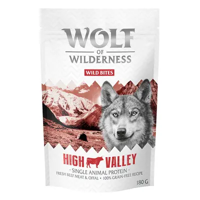 Multipack risparmio! Wolf of Wilderness Snack - Wild Bites 3 x 180 g - High Valley - Manzo (Mono