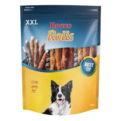 Rocco Rolls XXL Rotolini da masticare Snack per cani - 1 kg Mix: Petto di Pollo, Petto di Anatra