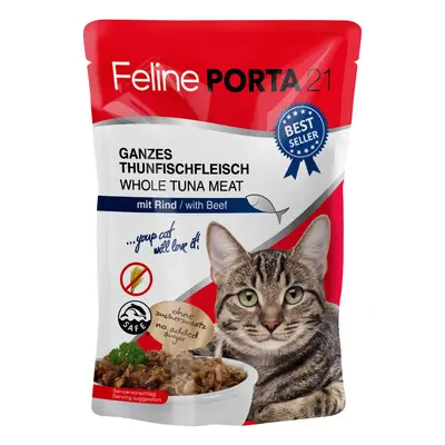 Feline Porta 21 6 x 100 g Alimento umido per gatti - Tonno con Manzo (senza cereali)