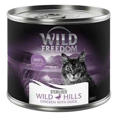 Wild Freedom Adult Sterilised 6 x 200 g - senza cereali Umido per gatto - Wild Hills - Anatra & 