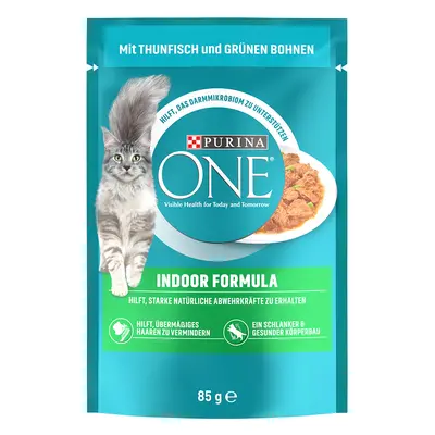 PURINA ONE Indoor Formula Umido per gatto - Set %: 52 x 85 g con Tonno & Fagiolini