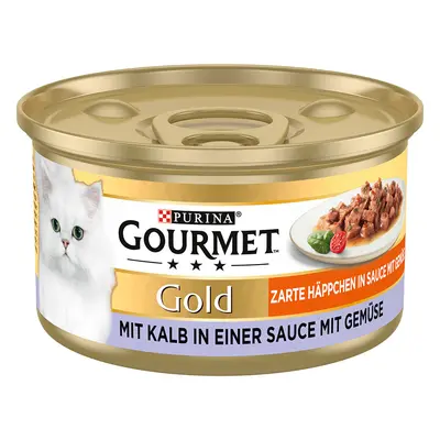 Gourmet Gold Dadini in Salsa 24 x 85 g Alimento umido per gatti - Vitello e Verdura