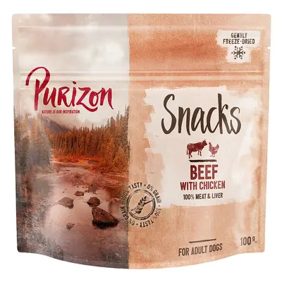 Confezione prova! Purizon Crocchette, Alimenti umidi e Snack per cane - 100 g snack Manzo con Po