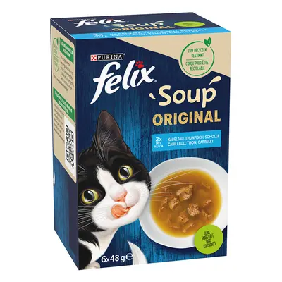 Felix Soup 6 x 48 g umido gatto - Selezioni con pesci (Merluzzo, Tonno, Platessa)