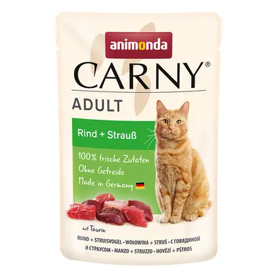 Animonda Carny Adult Buste 12 x 85 g Umido per gatto - Manzo & Struzzo