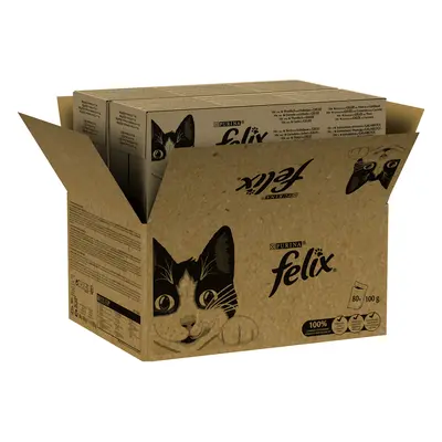 Felix Classic in buste 80 x 85 g Pacco misto umido per gatti - Mix di pesce: Tonno e Merluzzo, G