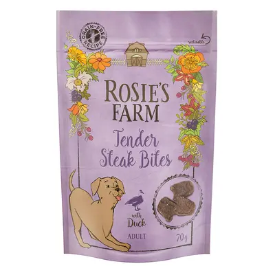 Rosie's Farm Adult "Tender Steak Bites" Anatra Snack per cane - Set %: 3 x 70 g