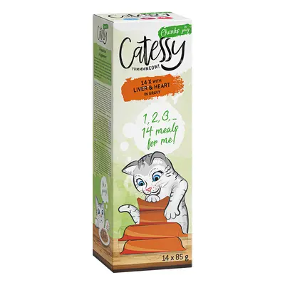 Catessy Bocconcini in Salsa Vaschette 14 x 85 g Umido per gatto - con Fegato & Cuore