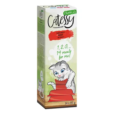 Catessy Bocconcini in Salsa Vaschette 14 x 85 g Umido per gatto - con Manzo