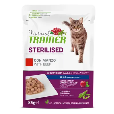 Natural Trainer Adult Sterilised 48 x 85 g Alimento umido per gatti - con Manzo