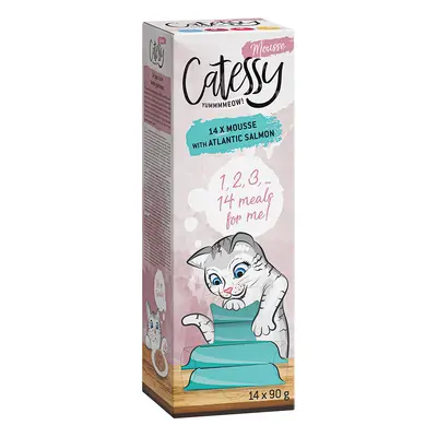 Catessy Mousse Vaschette 14 x 90 g Umido per gatto - con Salmone dell'Atlantico