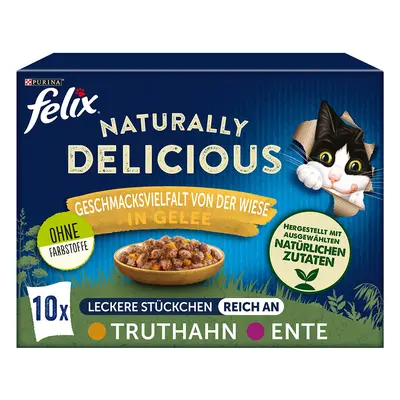 Felix Naturally Delicious 10 x 80 g Alimento umido per gatti - Selezione di Pollame in Gelatina