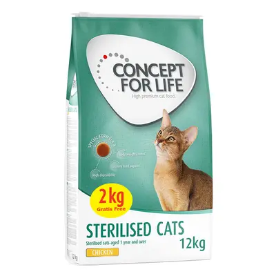 10 kg + 2 kg gratis! 12 kg Concept for Life Crocchette per gatto - Sterilised Cats Pollo