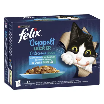 Felix Le Ghiottonerie Doppia Delizia 12 x 85 g umido per gatti - Salmone & Merluzzo, Sardine & S