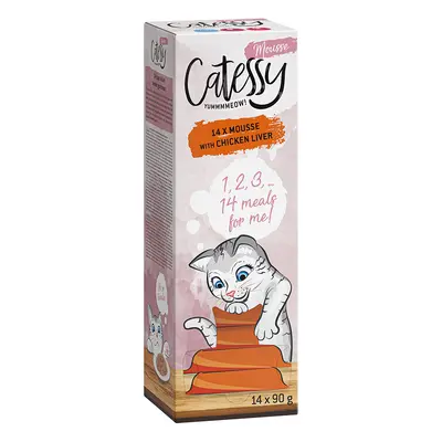 Catessy Mousse Vaschette 14 x 90 g Umido per gatto - con Fegato di pollo