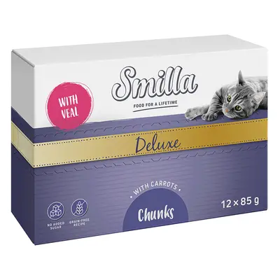 Smilla Deluxe Bocconcini 48 x 85 g umido per gatto - con Vitello & Carote