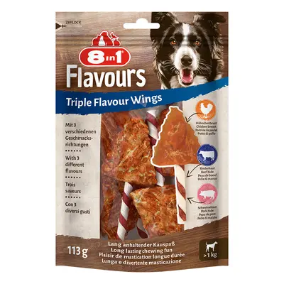 8in1 Triple Flavour Wings Bastoncini da masticare Snack per cane - Set %: 3 x 6 pz