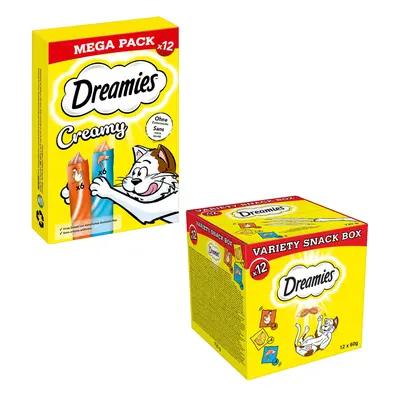 Prezzo speciale! 24 x Catisfactions Snack per gatto - 12 x 10 g Dreamies Creamy Pollo & Salmone 