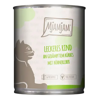 MjAMjAM 6 x 800 g Alimento umido per gatti - Manzo & Zucca al vapore